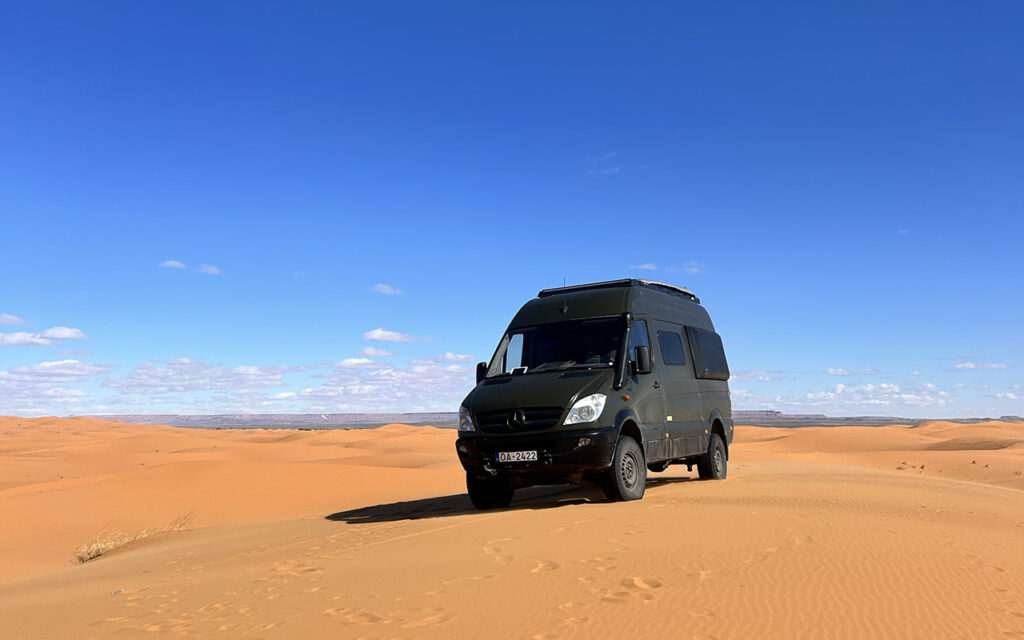 4x4 sprinter in morocco desert dunes