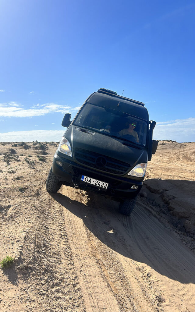 Rugged 4x4 Mercedes Sprinter camper van conversion, MO THE BLACK, exploring the diverse landscapes of Morocco – Morocco Notes.
