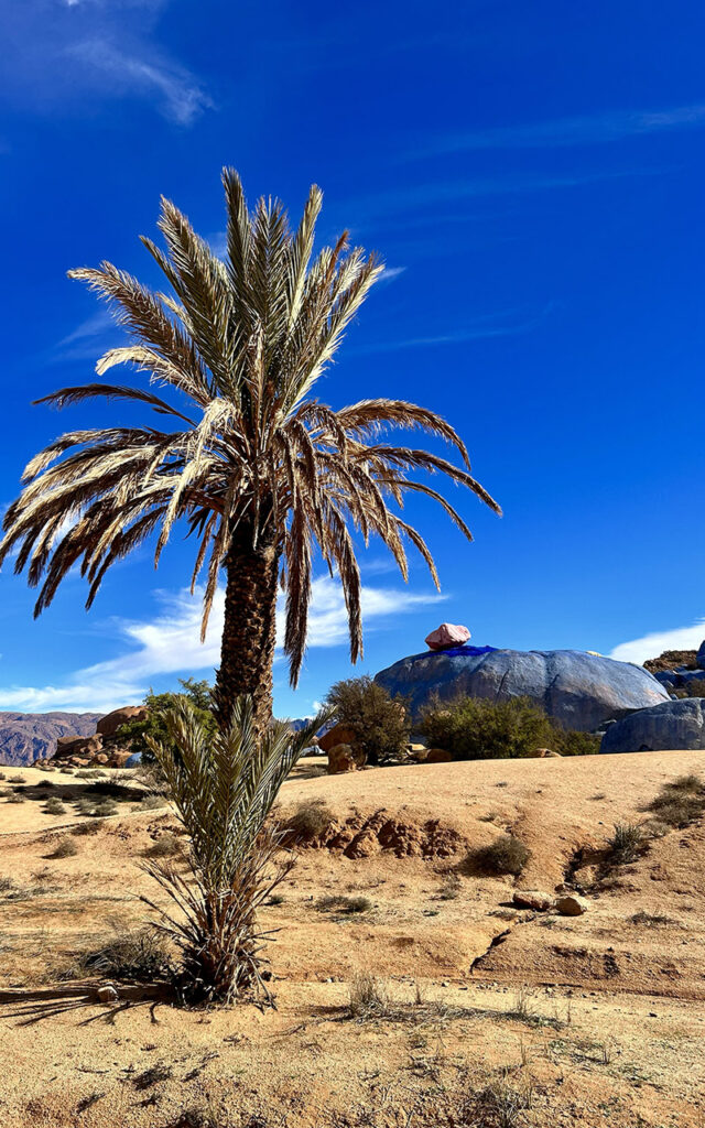 Landscape view of painted rocks in Morocco