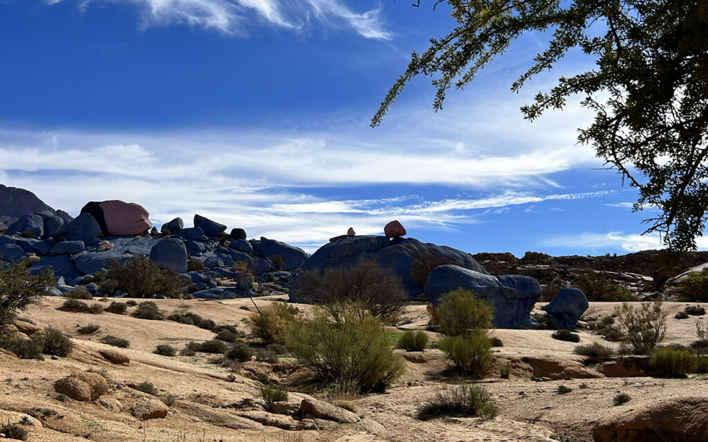Giant painted boulders in the Moroccan desert